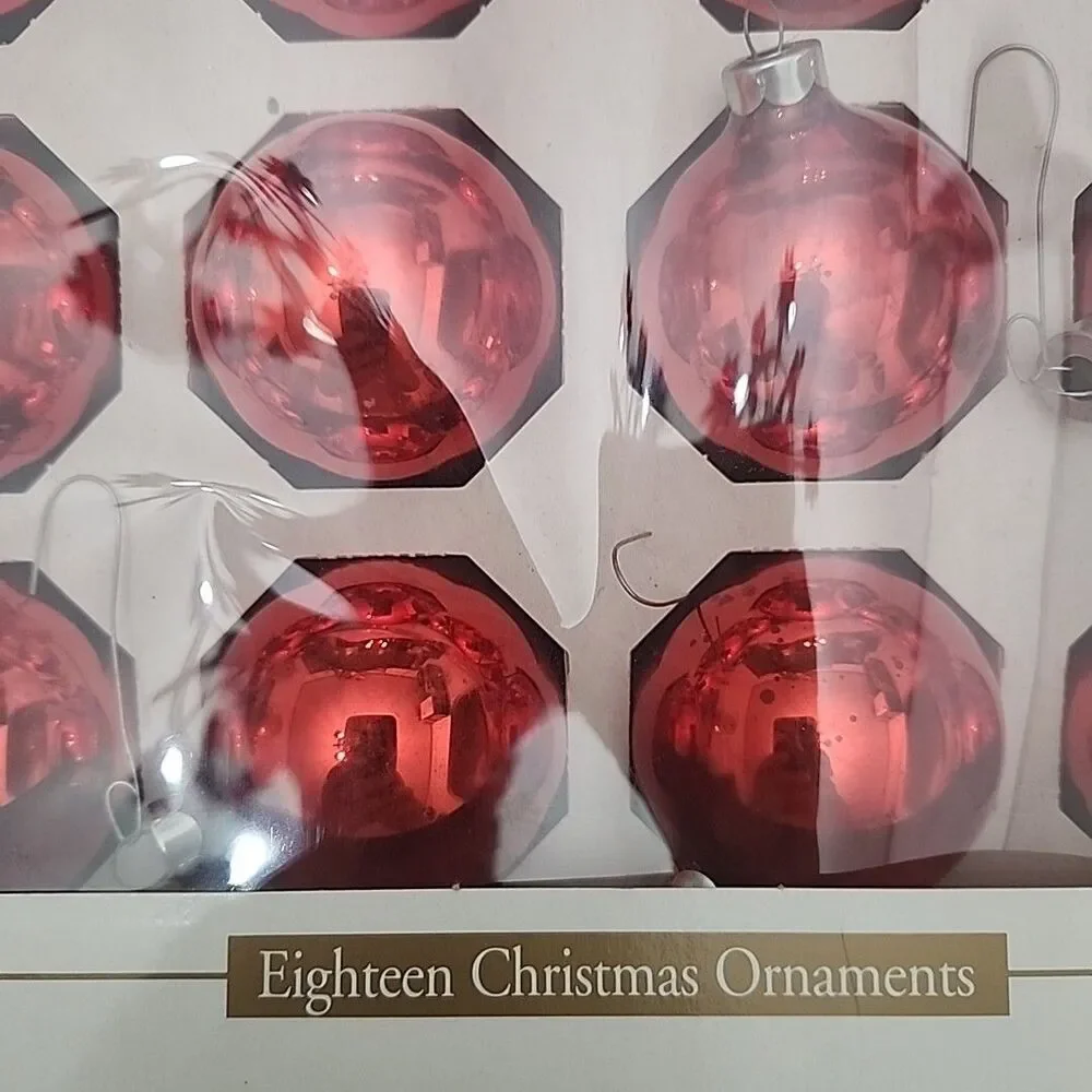 Vintage Dayton Hudson 18 Red Christmas Ornaments In Box 1997 Made In USA